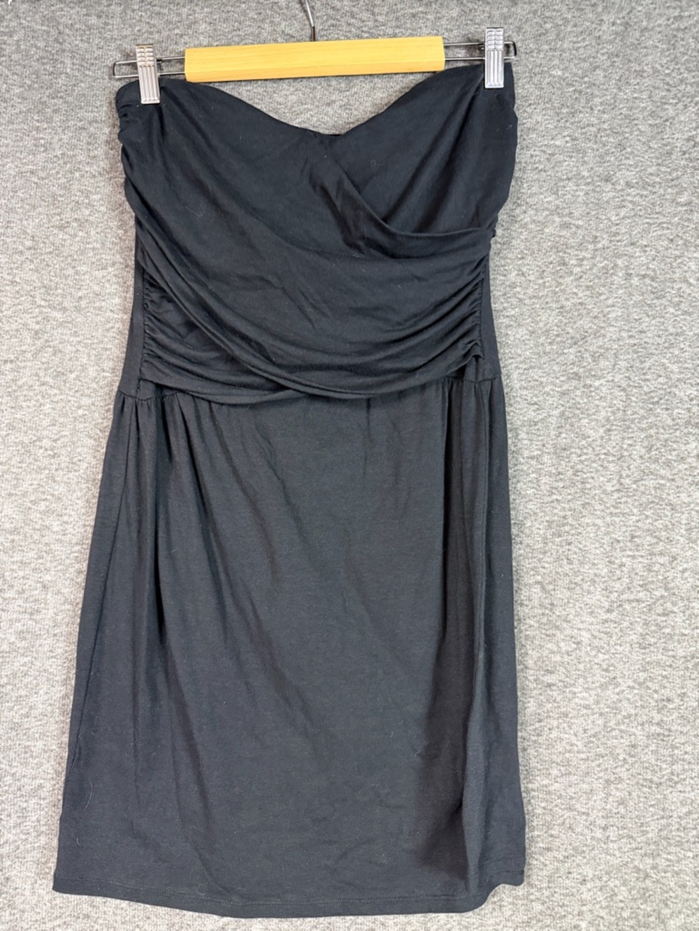 Bra Tops Black Strapless Mini Dress Size M Ruched Tube Built In Bra